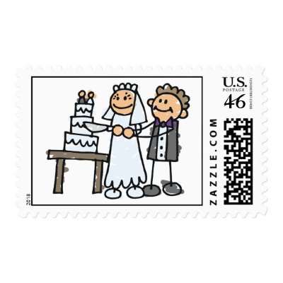 Bride And Groom Wedding Invitation Postage Stamps