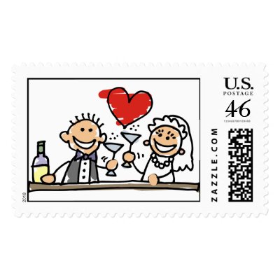 Bride And Groom Wedding Invitation Postage Stamps