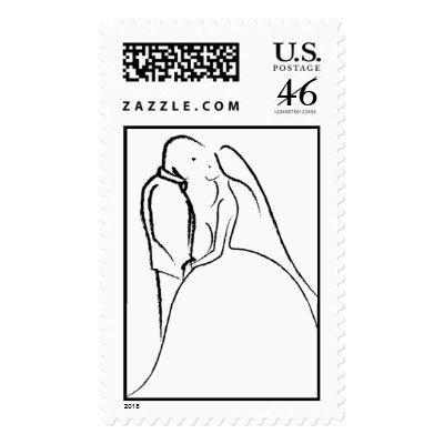 Bride And Groom Wedding Invitation Postage Stamps