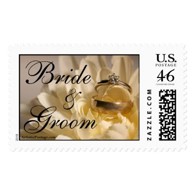 Bride And Groom Wedding Invitation Postage Stamps