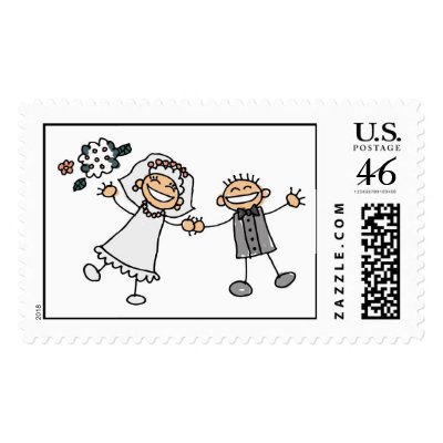 Bride And Groom Wedding Invitation Postage Stamps