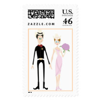 Bride And Groom Wedding Invitation Postage Stamps