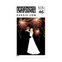 Bride And Groom Wedding Invitation Postage Stamps