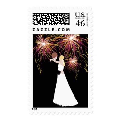 Bride And Groom Wedding Invitation Postage Stamps