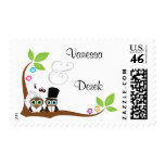 Bride And Groom Wedding Owls Postage Stamp