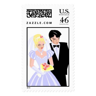 Bride and Groom Wedding Stamps