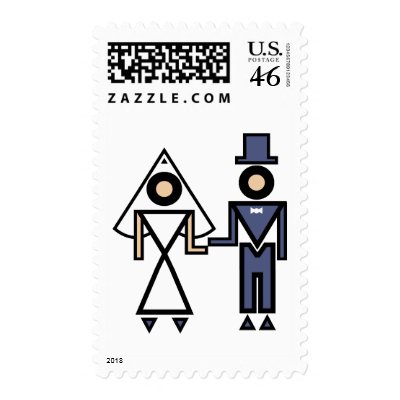 Bride and Groom Wedding Stamps