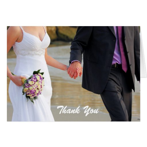 Bride and Groom Wedding Thank You Card Zazzle