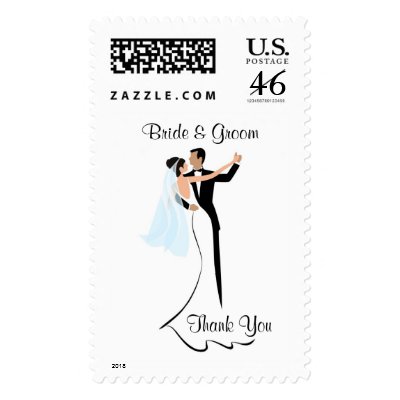 Bride and Groom Wedding Thank You Postage Stamp