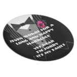 Bride and Groom Whimsical Tuxedo Wedding Plate