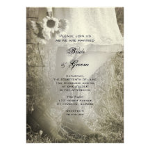 Bride, Boots and Sunflowers Country Wedding Invite