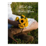 Bride, Boots and Sunflowers Flat Thank You Notes Custom Invitation