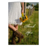 Bride, Boots and Sunflowers Wedding Thank You Note Card