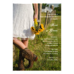 Bride Boots Sunflowers Country Post Wedding Brunch Custom Announcements