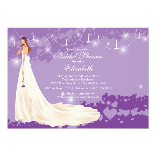 Bride Bridal Shower Invitation Trendy Purple