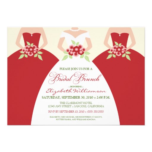 Bride & Bridesmaids Bridal Brunch Invitation (red)