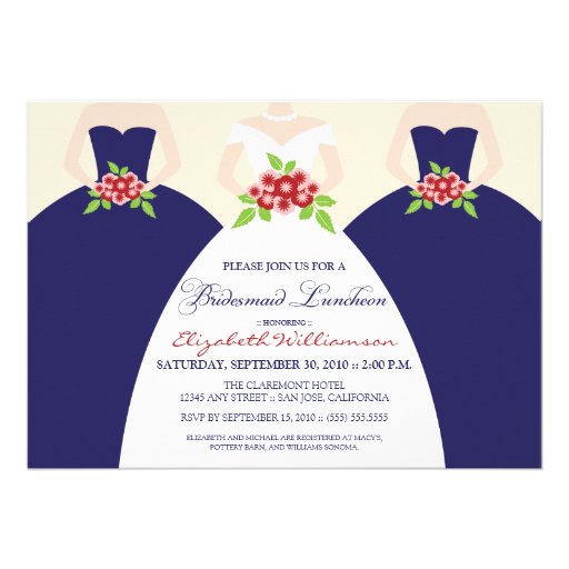 Bride & Bridesmaids Bridal Luncheon Invite (navy)