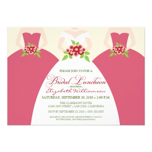 Bride & Bridesmaids Bridal Luncheon Invite (pink)
