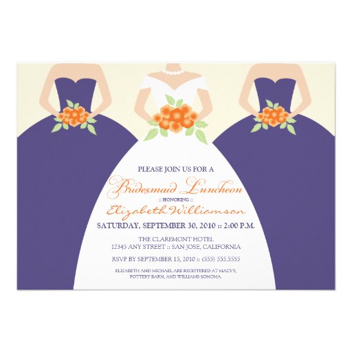 Bride & Bridesmaids Bridal Luncheon Invite: purple