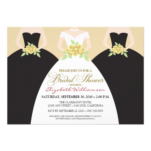 Bride & Bridesmaids Bridal Shower Invite (black)