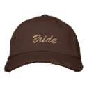 Bride cap in chocolate brown embroideredhat