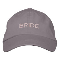 Bride cap in cool gray with light pink font. embroidered hats by perfectwedding Bride cap in cool gray with light pink font. embroidered hats