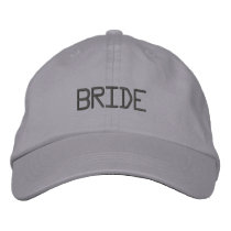 Bride cap in  cool grayt with dark gray font embroidered hats