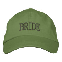 Bride cap in khaki with dark green font. embroidered hats by perfectwedding Bride cap in khaki with dark green font. embroidered hats