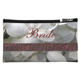 Bride Cosmetic Bag with White Flower Blossoms