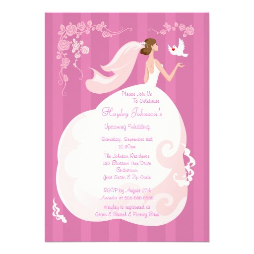 Bride & Dove Pink Bridal Shower Personalized Invite