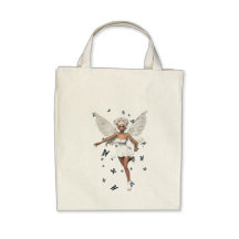 Bride Fairy White Minidress Blue Butterflies Tote Bags