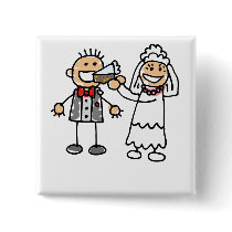 Bride Feeds Groom Pinback Buttons