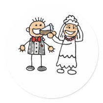 Bride Feeds Groom Round Sticker