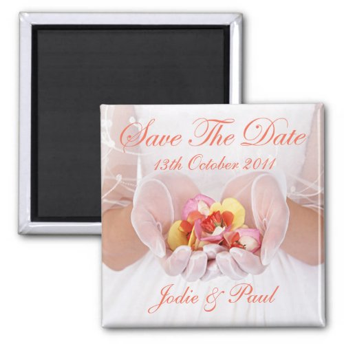 Bride - Flowergirl with Flowers - Save The Date magnet