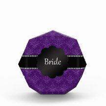 Bride gifts purple damask awards
