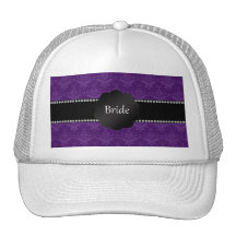 Bride gifts purple damask mesh hat