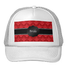 Bride gifts red damask mesh hat