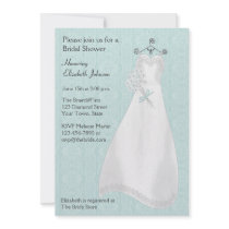 Bride Gown, Blue Lace-look Invitation