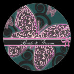 Bride Groom Butterflies Swirl Purple Black White