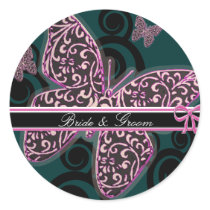 Bride Groom Butterflies Swirl Purple Black White stickers by samack Bride Groom Butterflies Swirl Purple Black White stickers