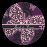 Bride Groom Butterflies Swirl Purple Black White