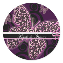 Bride Groom Butterflies Swirl Purple Black White stickers by samack Bride Groom Butterflies Swirl Purple Black White stickers