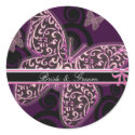 Bride Groom Butterflies Swirl Purple Black White stickers