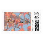 Bride & Groom Fall Wedding Postage Stamp