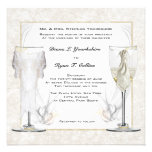 Bride & Groom Glasses with Hearts Invitation