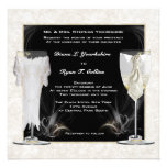 Bride & Groom Glasses with Hearts Invitation
