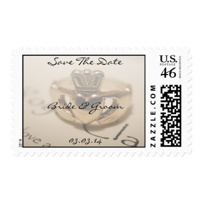 Bride & Groom Irish Claddagh Wedding Postage Stamp