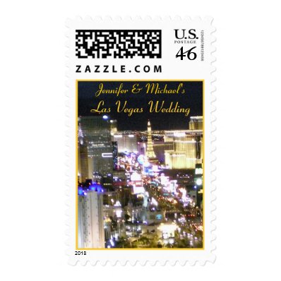 Bride & Groom Las Vegas Wedding Invitation Stamps