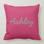 Bride Groom Names Reversible Pink Grey Throw Pillow