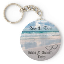 Bride & Groom Names Written in the Sand Key Chains